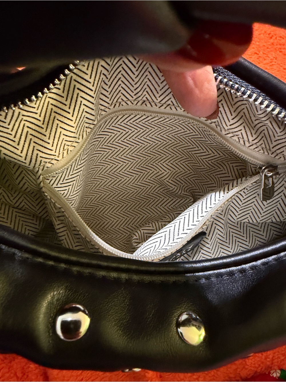 Urban Expressions Black Studded Hobo Shoulder Bag Vegan Leather NWT 26625ST - Picture 6 of 8